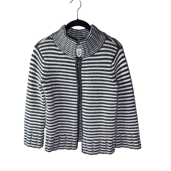 Talbots Sweaters - Talbots Merino Wool Angora Striped Crop Sweater Cardigan Petites Small
